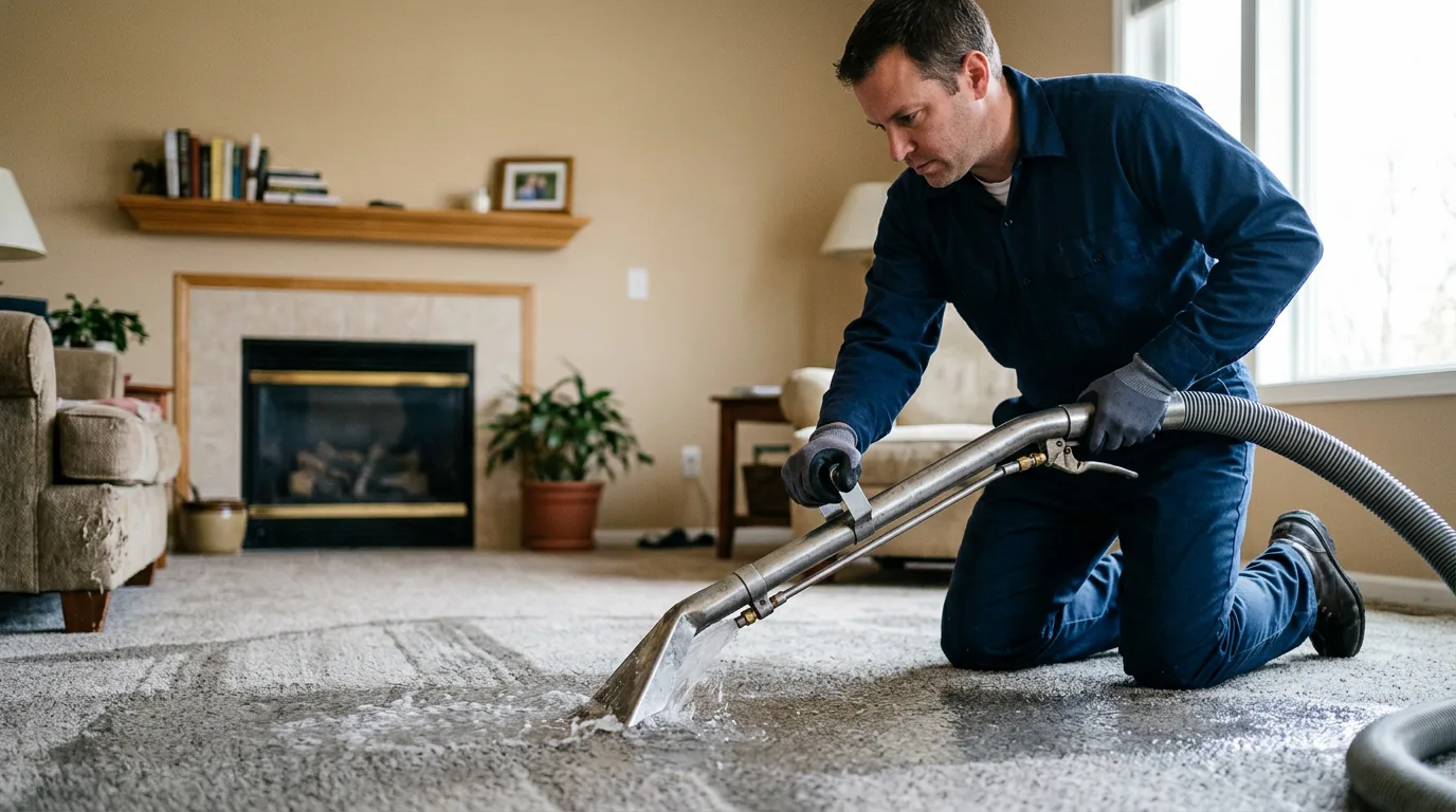 Water damage restoration technician working near Leverett, MA